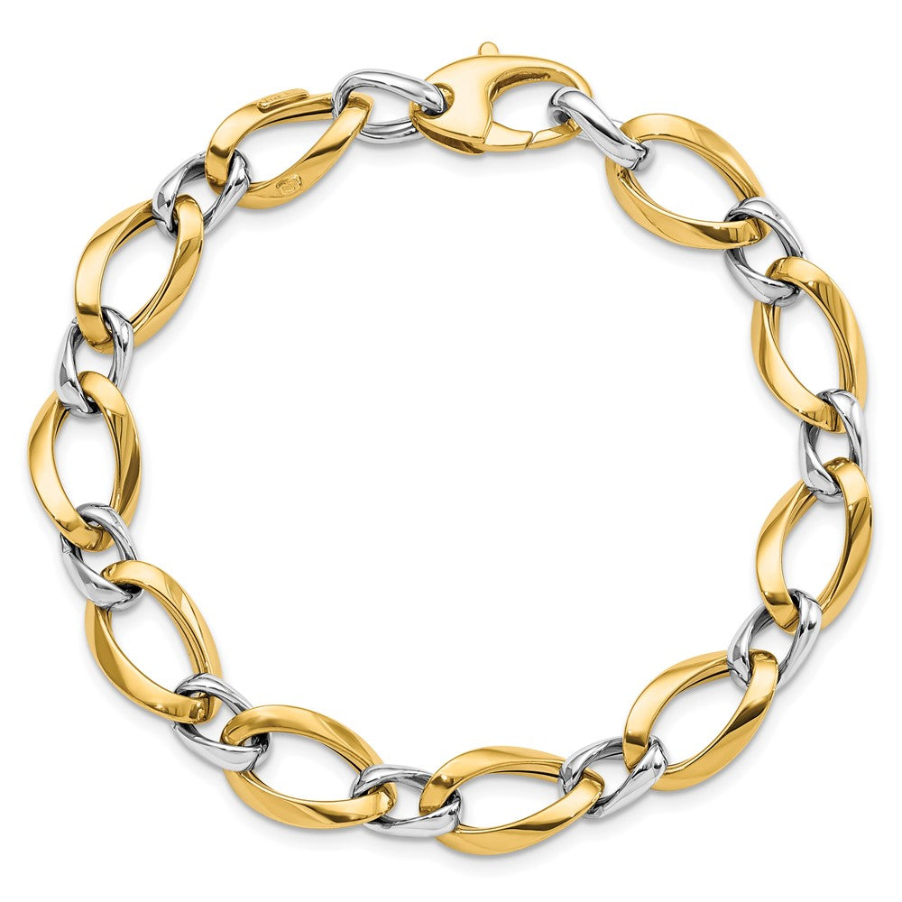 14K Two-tone Polished 9.25mm Fancy Link 7.75 inch Bracelet
