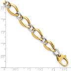14K Two-tone Polished 9.25mm Fancy Link 7.75 inch Bracelet
