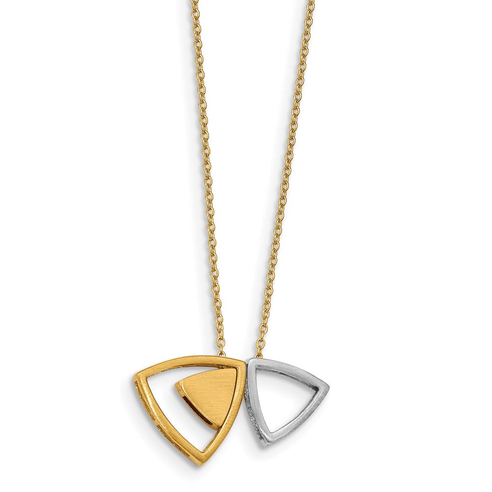 14K Two-tone Satin Triangle Necklace