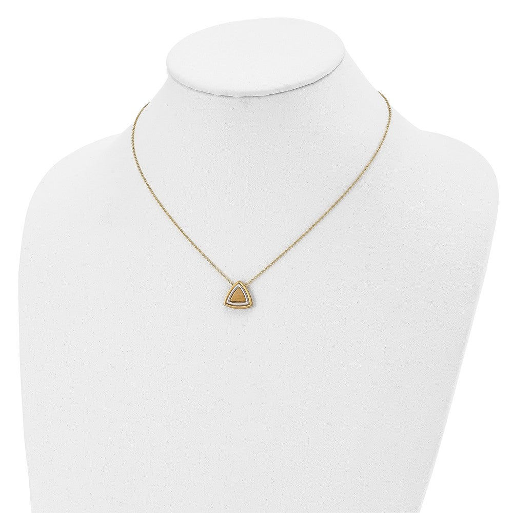 14K Two-tone Satin Triangle Necklace