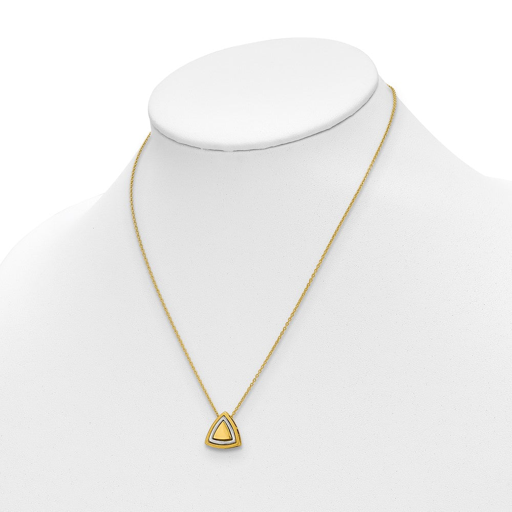 14K Two-tone Satin Triangle Necklace