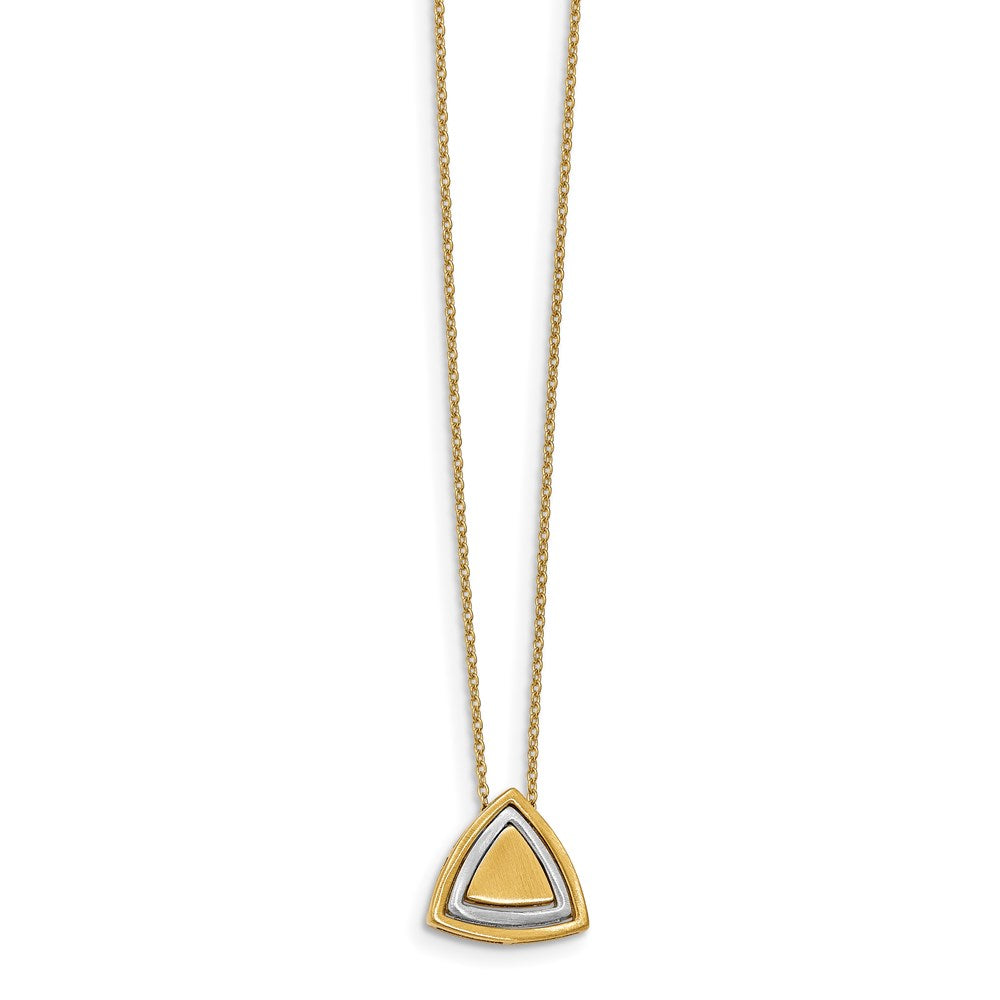 14K Two-tone Satin Triangle Necklace