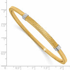 14K w/Rhodium Polished & Textured Pull Apart Bangle