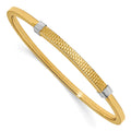 14K w/Rhodium Polished & Textured Pull Apart Bangle