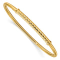 14K Polished & Textured Bar Pull Apart Flexible Bangle