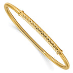 14K Polished & Textured Bar Pull Apart Flexible Bangle