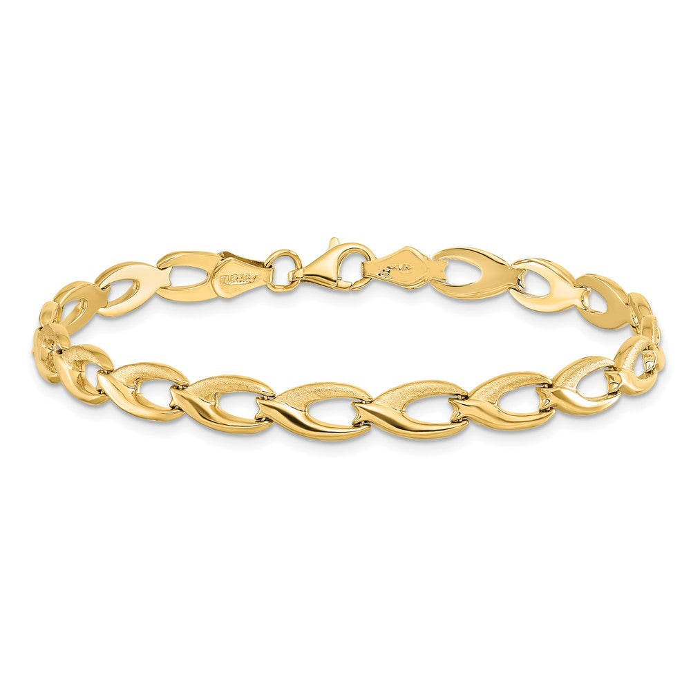 14K Polished 9.0mm Open Fancy Link 7.25 inch Bracelet