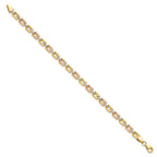 14K with White and Rose Rhodium 5.0mm Diamond-cut Fancy 7.25 inch Bracelet