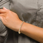14K with White and Rose Rhodium 5.0mm Diamond-cut Fancy 7.25 inch Bracelet