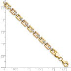 14K with White and Rose Rhodium 5.0mm Diamond-cut Fancy 7.25 inch Bracelet