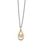 14K Two-tone with White Rhodium Polished Teardrop Pendant