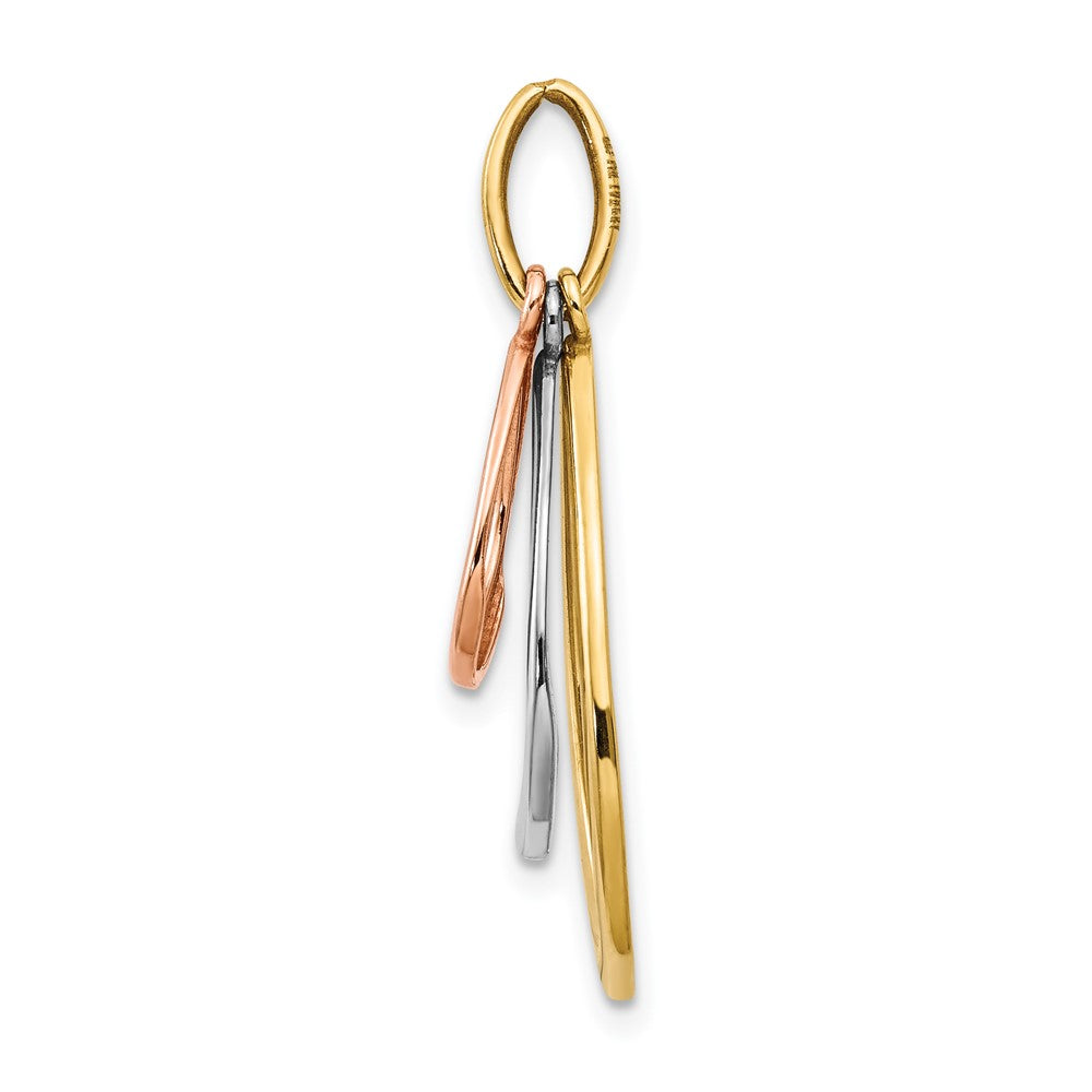 14K Two-tone with White Rhodium Polished Teardrop Pendant