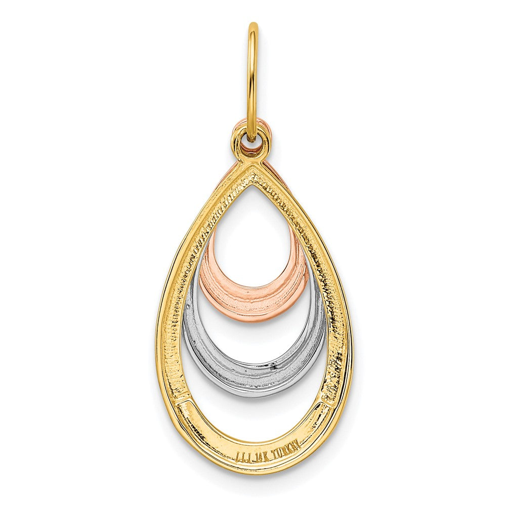 14K Two-tone with White Rhodium Polished Teardrop Pendant