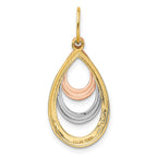 14K Two-tone with White Rhodium Polished Teardrop Pendant