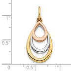 14K Two-tone with White Rhodium Polished Teardrop Pendant