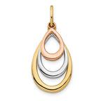 14K Two-tone with White Rhodium Polished Teardrop Pendant
