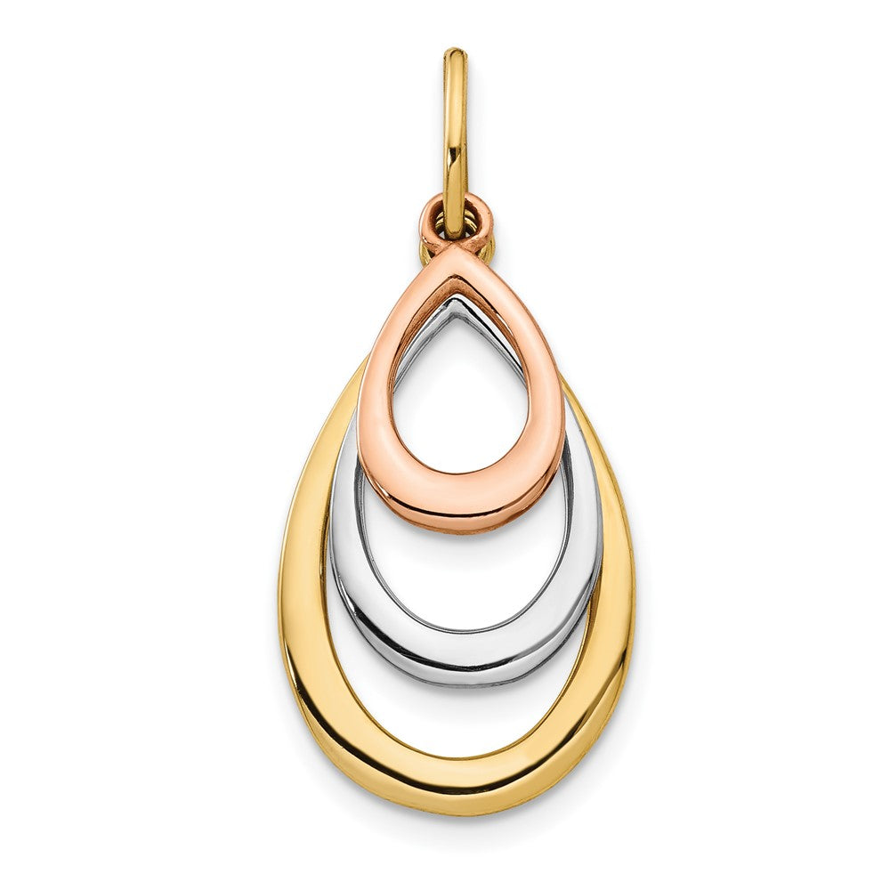 14K Two-tone with White Rhodium Polished Teardrop Pendant
