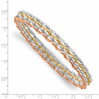 14K Tri-color Polished 4 Wavy Slip-On Bangle