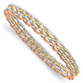 14K Tri-color Polished 4 Wavy Slip-On Bangle