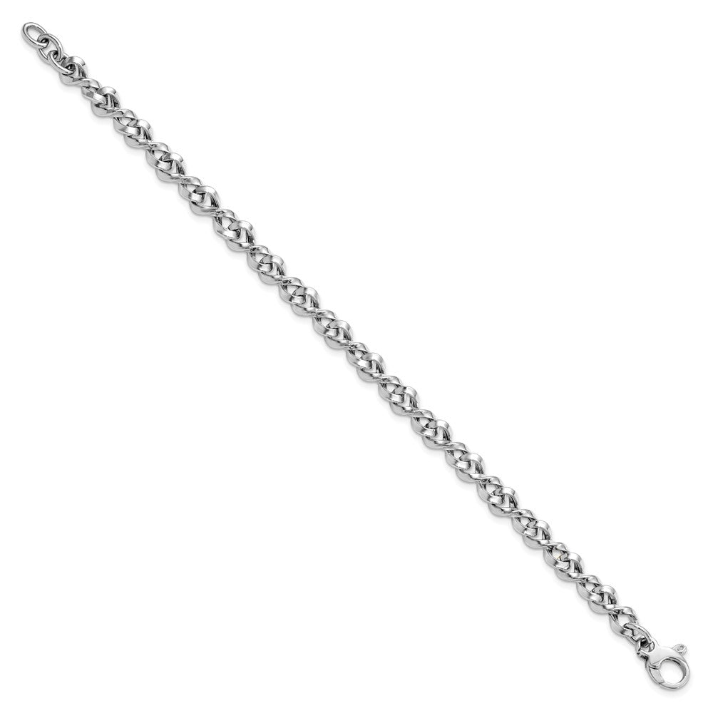 14K White Gold Polished 6.0mm Fancy Twisted Link 7.5 inch Bracelet