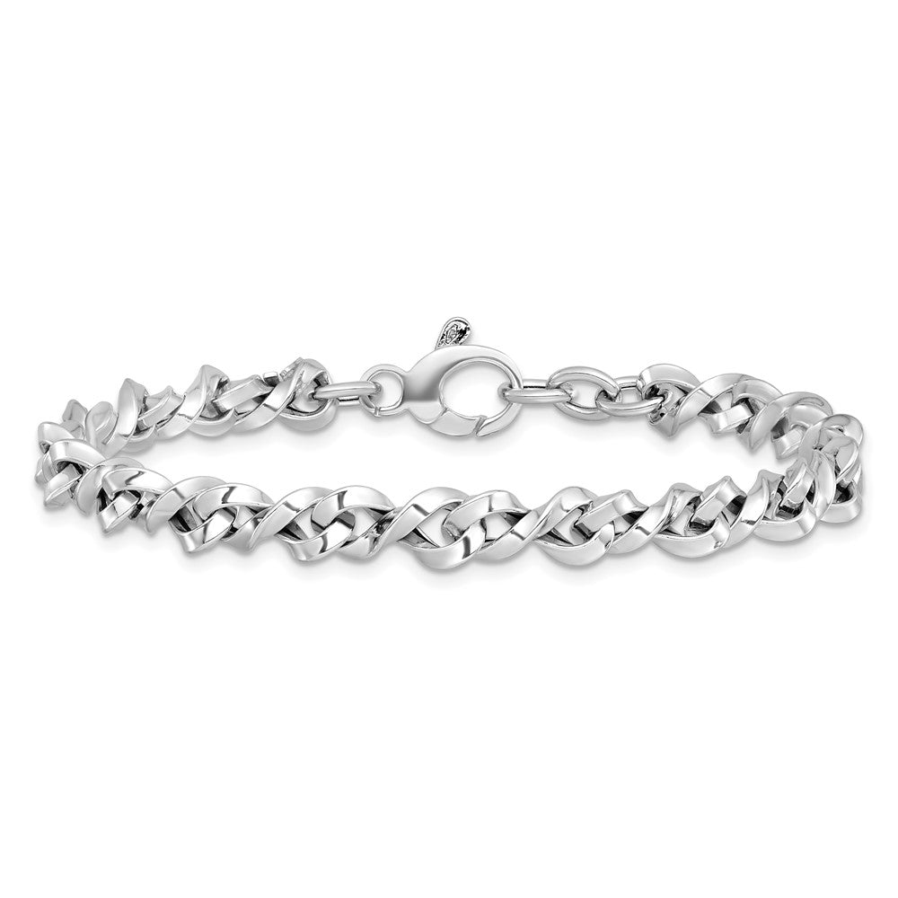 14K White Gold Polished 6.0mm Fancy Twisted Link 7.5 inch Bracelet