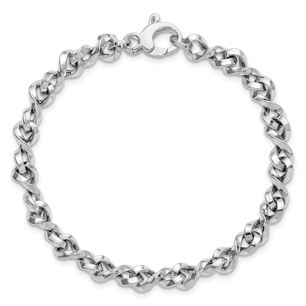 14K White Gold Polished 6.0mm Fancy Twisted Link 7.5 inch Bracelet