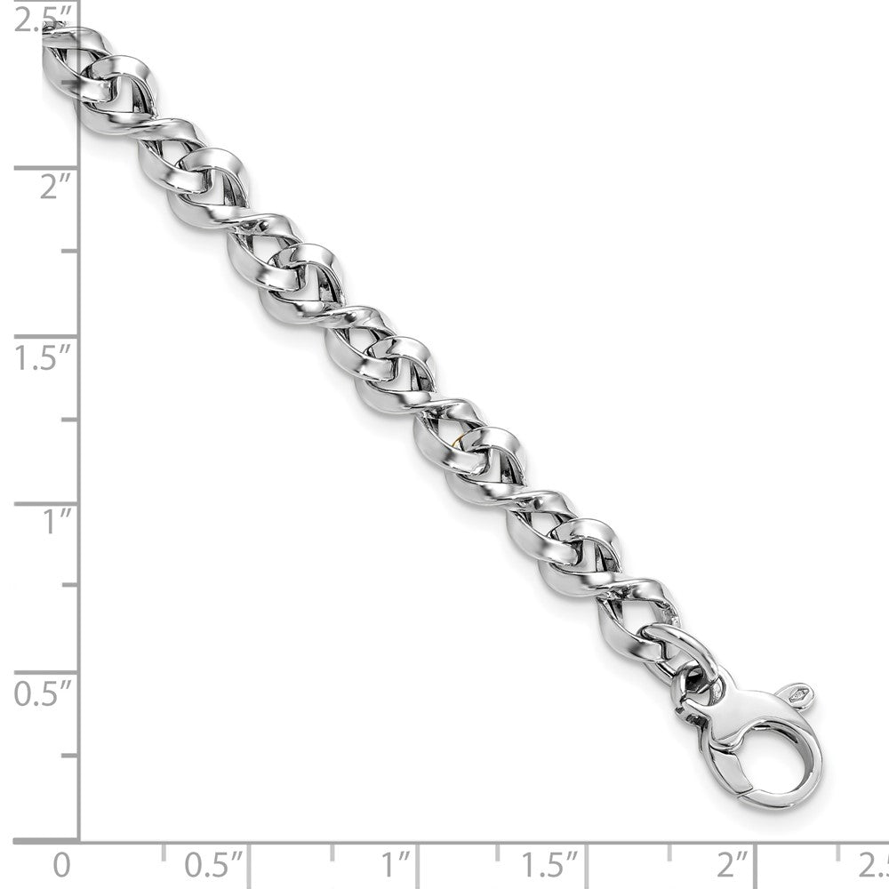 14K White Gold Polished 6.0mm Fancy Twisted Link 7.5 inch Bracelet
