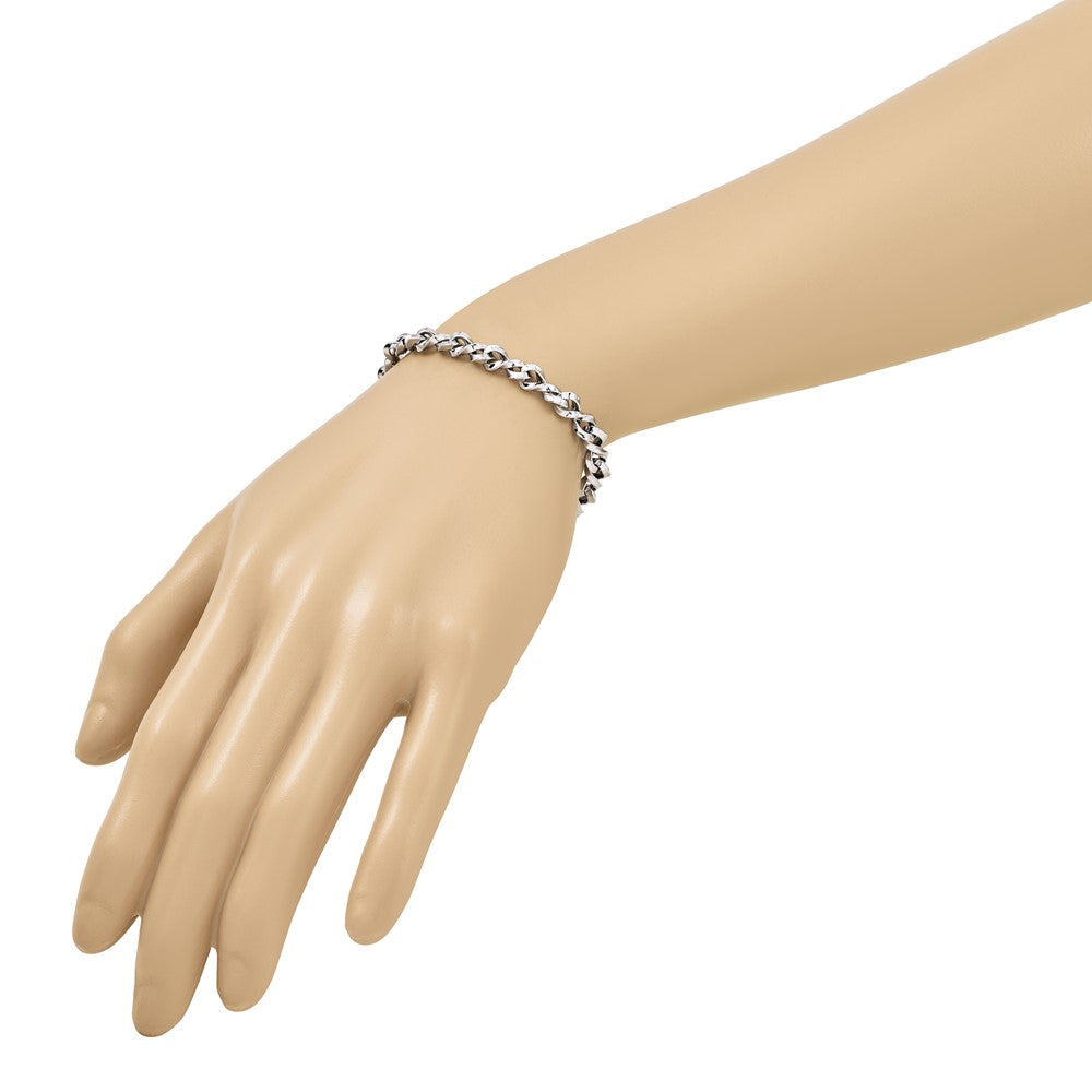 14K White Gold Polished 6.0mm Fancy Twisted Link 7.5 inch Bracelet