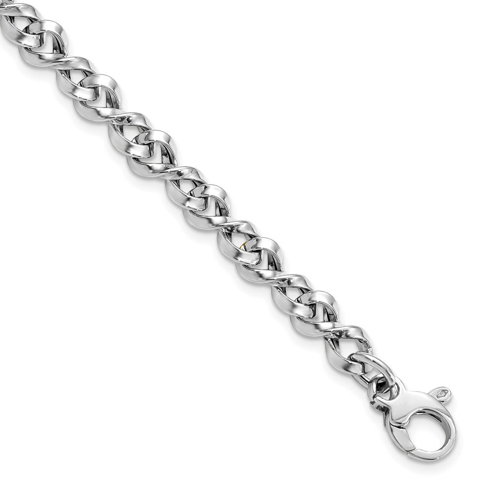 14K White Gold Polished 6.0mm Fancy Twisted Link 7.5 inch Bracelet