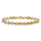 14K Two-tone Polished 4.0mm Circle Link 7.5 inch Bracelet