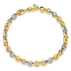 14K Two-tone Polished 4.0mm Circle Link 7.5 inch Bracelet
