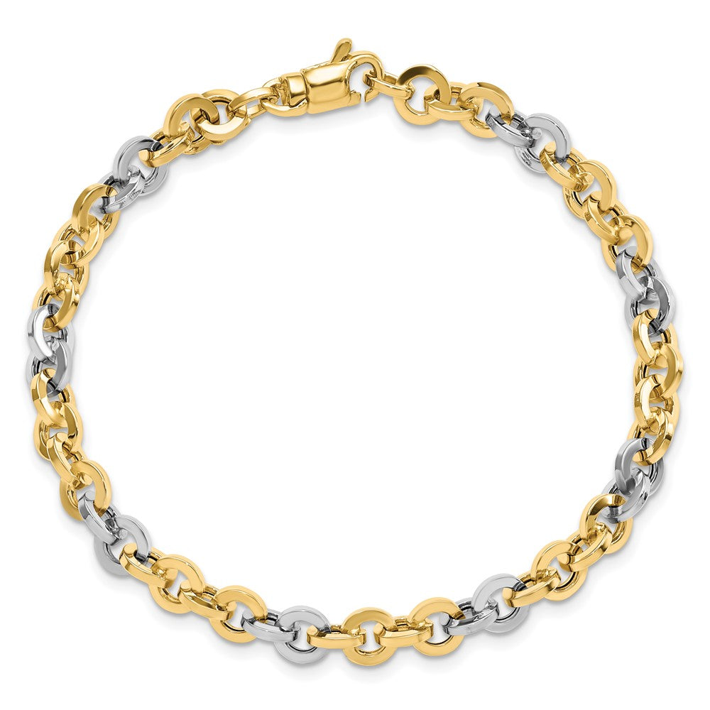 14K Two-tone Polished 4.0mm Circle Link 7.5 inch Bracelet