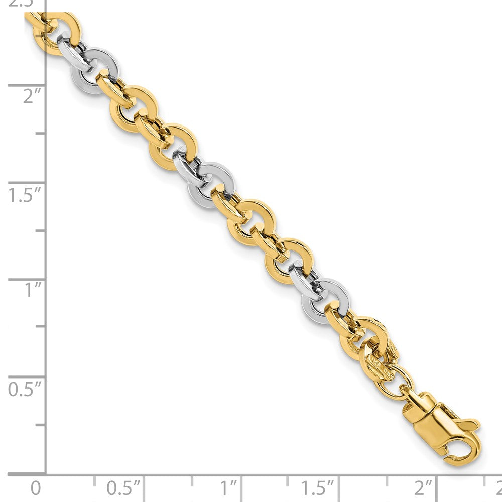 14K Two-tone Polished 4.0mm Circle Link 7.5 inch Bracelet