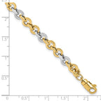 14K Two-tone Polished 4.0mm Circle Link 7.5 inch Bracelet