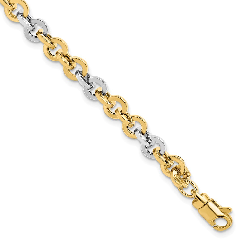 14K Two-tone Polished 4.0mm Circle Link 7.5 inch Bracelet