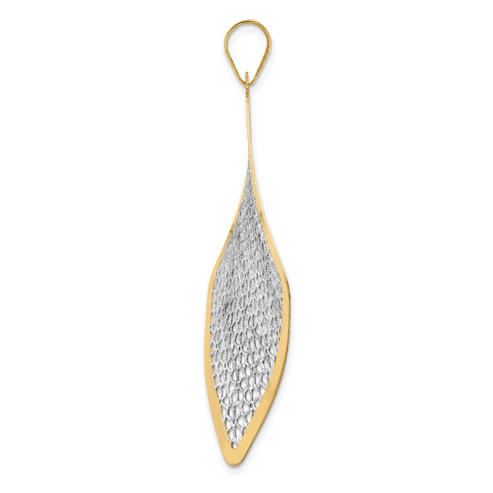 14K w/Rhodium Polished Floral Cut-out Pendant