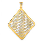 14K w/Rhodium Polished Floral Cut-out Pendant