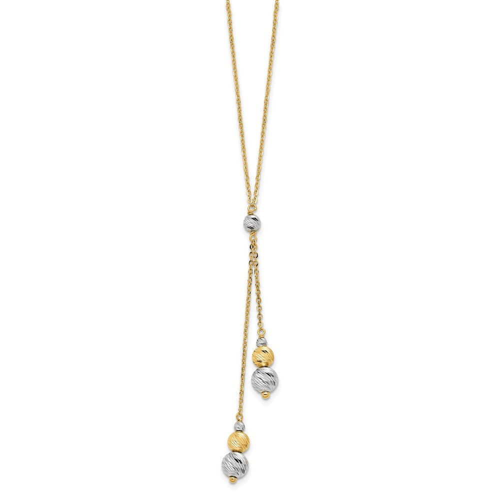 14K Two-tone Polished w/1.5 in ext. Fancy Necklace