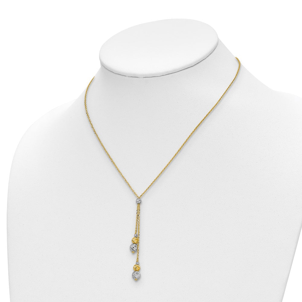 14K Two-tone Polished w/1.5 in ext. Fancy Necklace