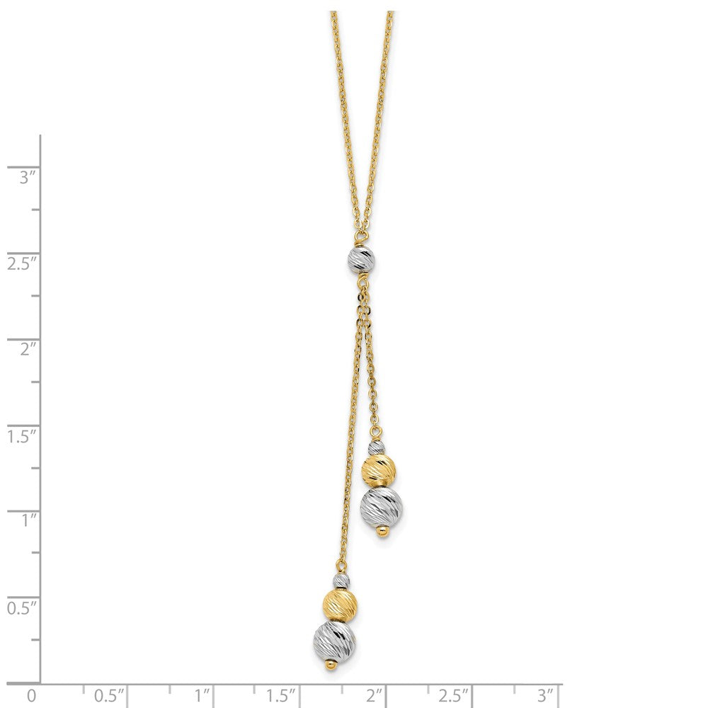 14K Two-tone Polished w/1.5 in ext. Fancy Necklace