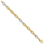 14K Two-tone Polished 8.0mm Fancy Link 7.5 inch Bracelet