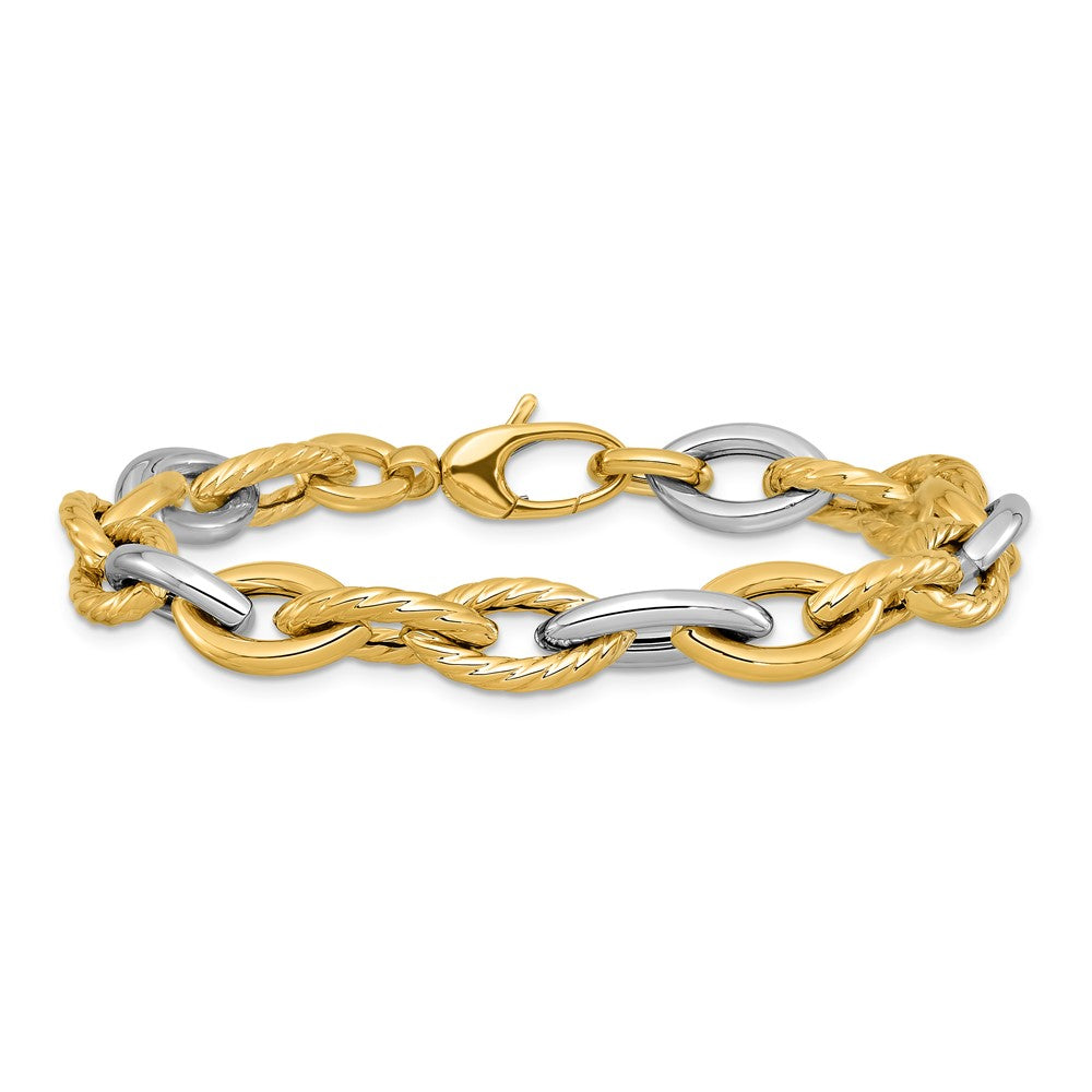 14K Two-tone Polished 8.0mm Fancy Link 7.5 inch Bracelet