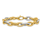 14K Two-tone Polished 8.0mm Fancy Link 7.5 inch Bracelet