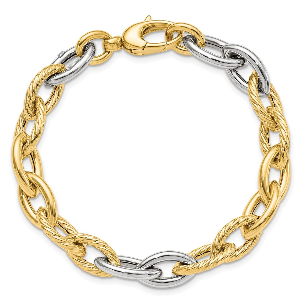 14K Two-tone Polished 8.0mm Fancy Link 7.5 inch Bracelet