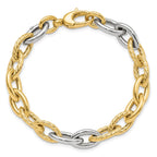 14K Two-tone Polished 8.0mm Fancy Link 7.5 inch Bracelet