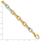14K Two-tone Polished 8.0mm Fancy Link 7.5 inch Bracelet