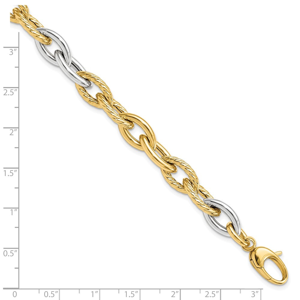 14K Two-tone Polished 8.0mm Fancy Link 7.5 inch Bracelet