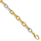 14K Two-tone Polished 8.0mm Fancy Link 7.5 inch Bracelet
