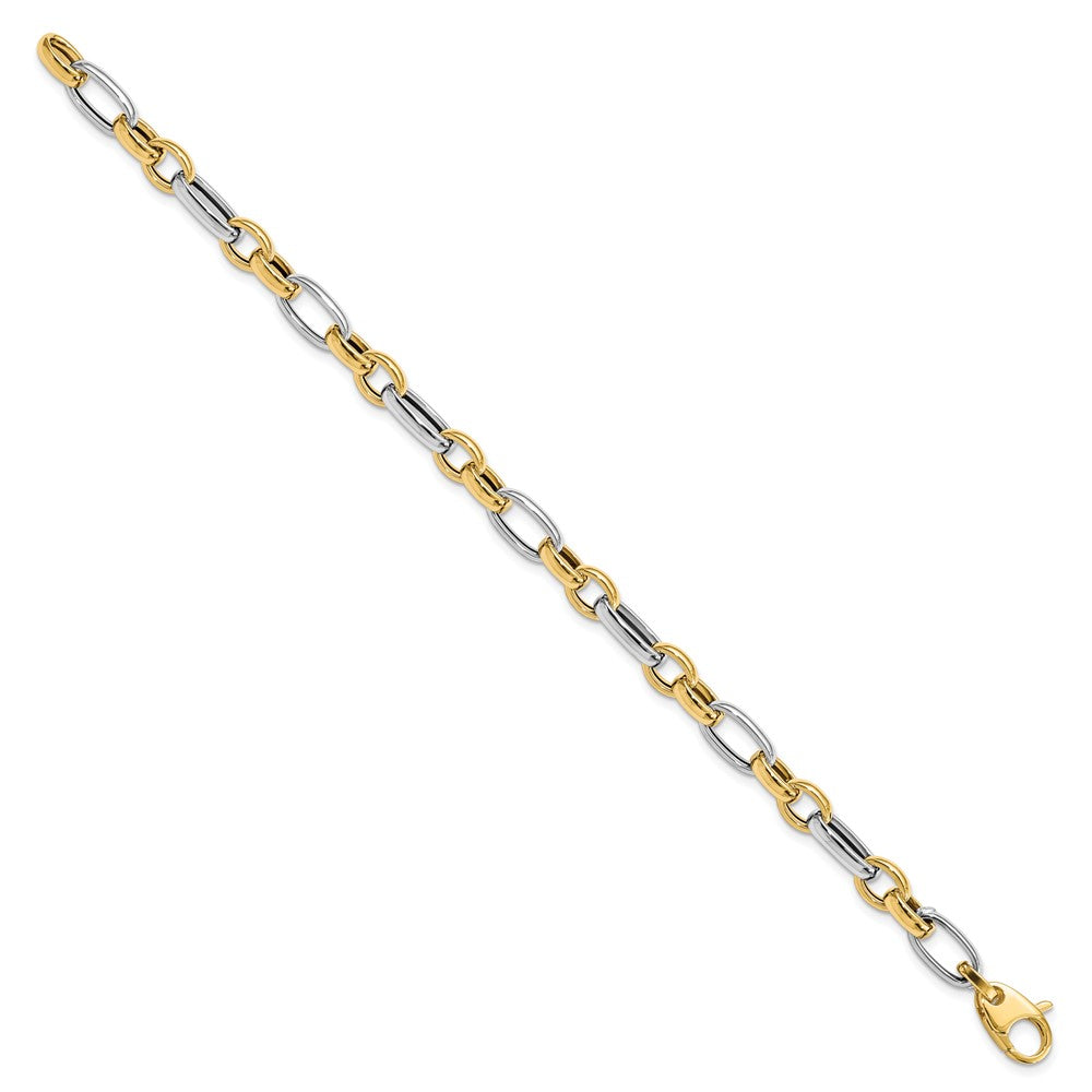 14K Two-tone Polished 5.0mm Fancy Link 7.5 inch Bracelet