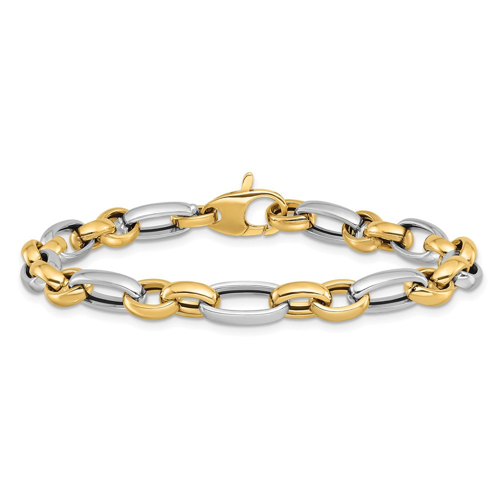 14K Two-tone Polished 5.0mm Fancy Link 7.5 inch Bracelet